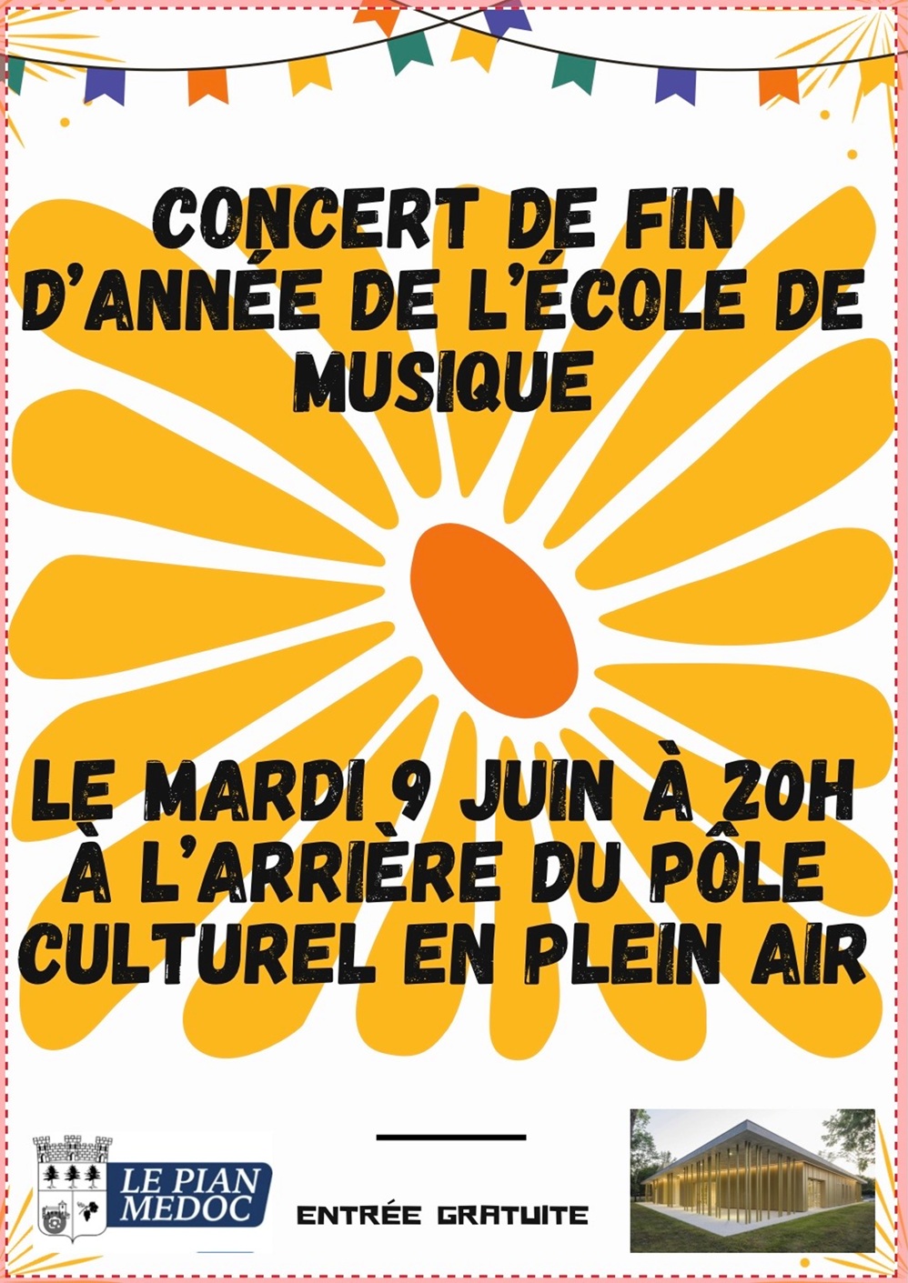 Concert Ecole de Musique – Mardi 9 Juin à 19h30