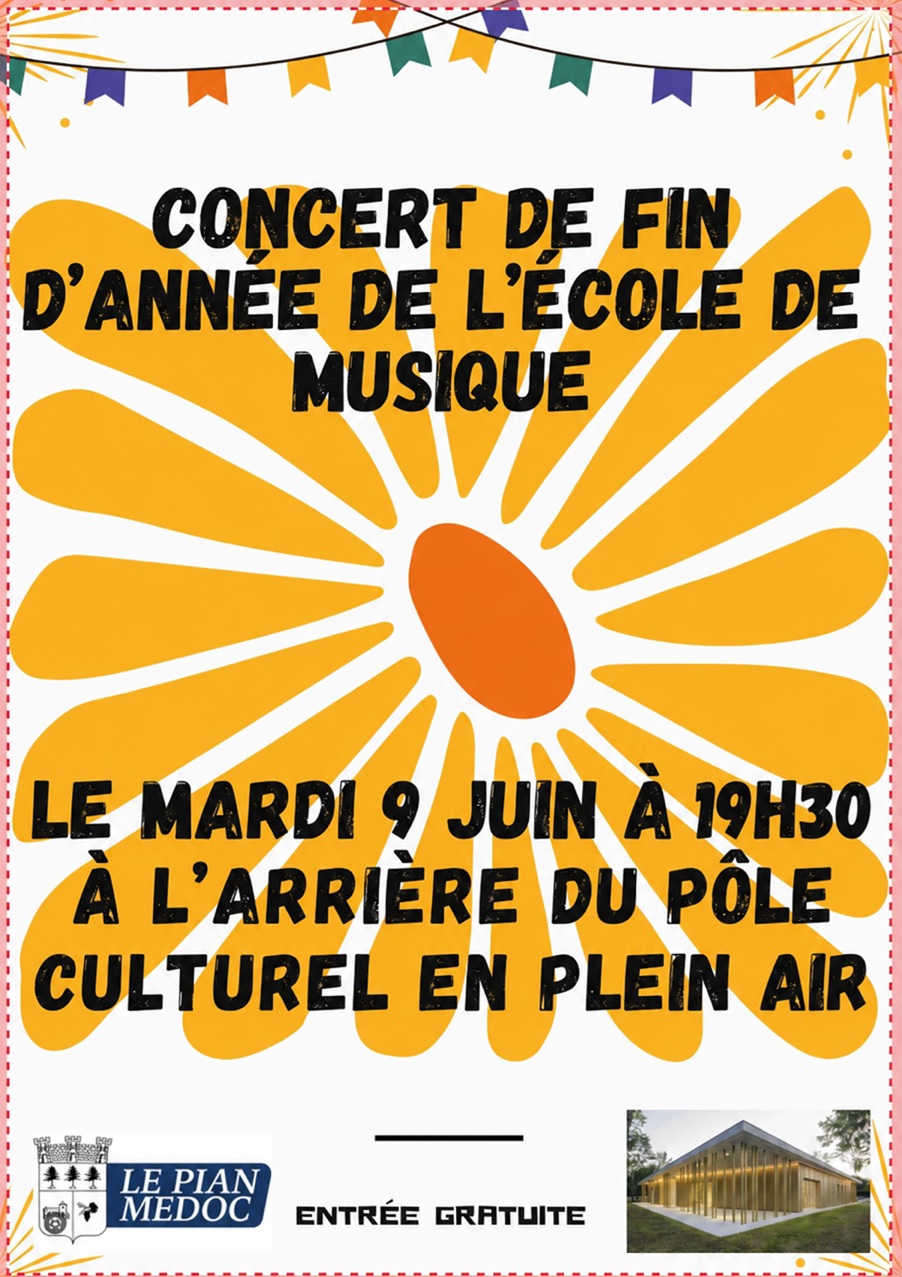 Concert Ecole de Musique – Mardi 9 Juin à 19h30