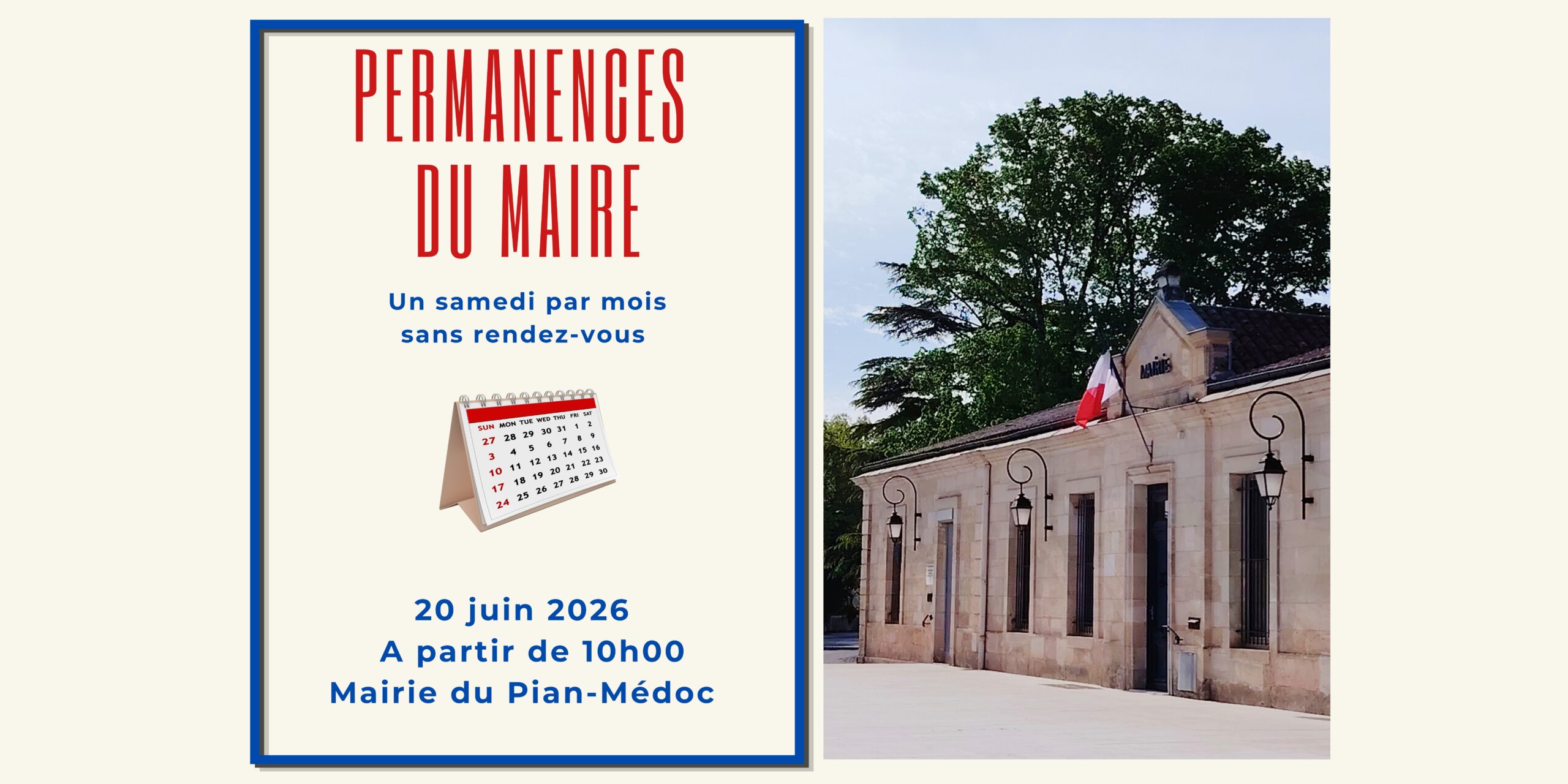 Permanence du Maire – Samedi 20 Juin 2026 à 10h
